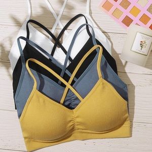 NWOT Ribbed Cross Back Bra set of 4